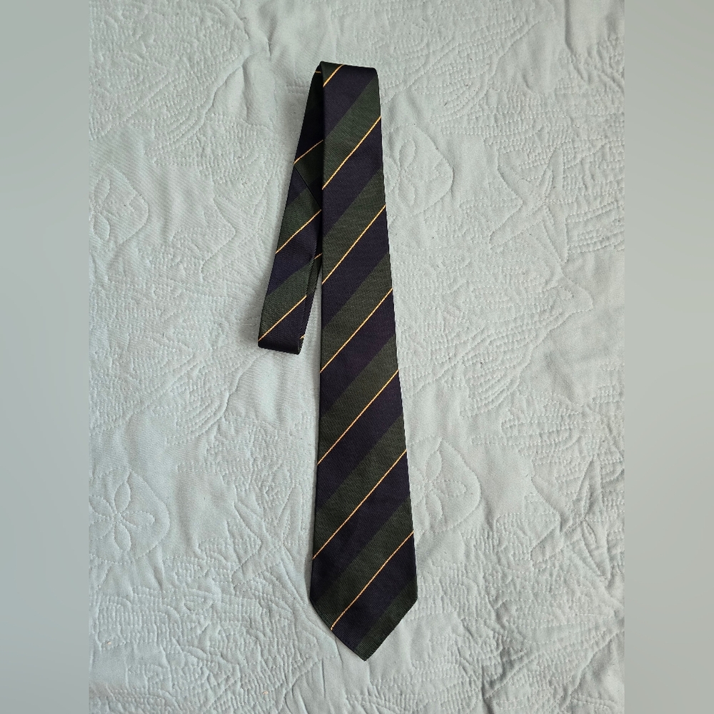 Polo Ralph Lauren Olive and Black Tie with Gold Stripes